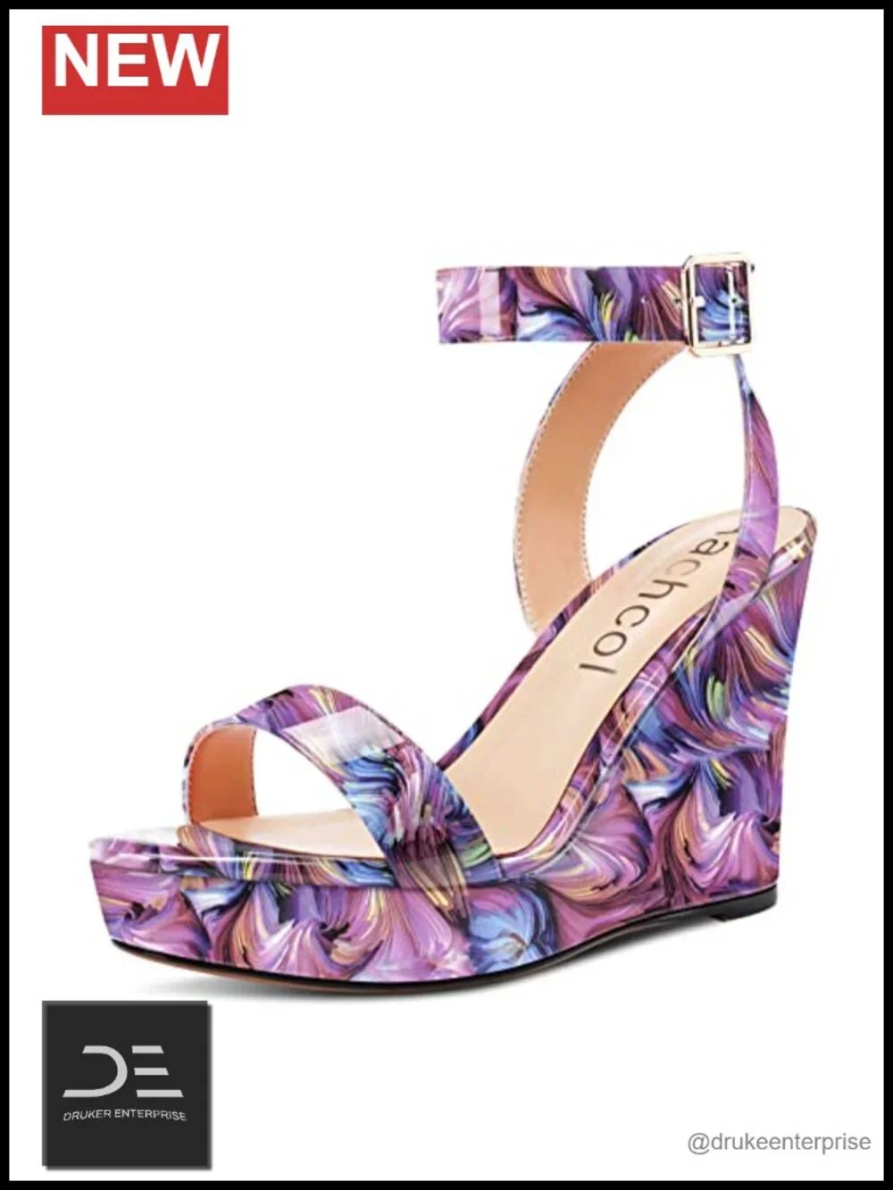 Women's Platform Wedge Sandals Peep Toe Ankle Strap Chunky Heel Party Shoes 4